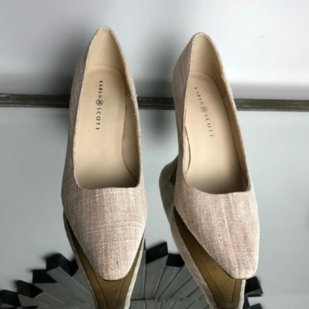 Karen Scott Tweed Heels Light Beige Cream Natural Size 6M